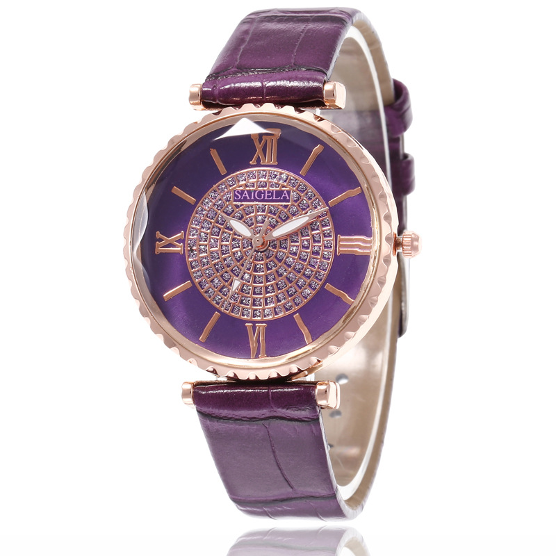 Leather Watch Starry Pattern Diamond Women&#039;s Bracelet Watch All-Match Ladies Fashion Leather Watch Wholesale