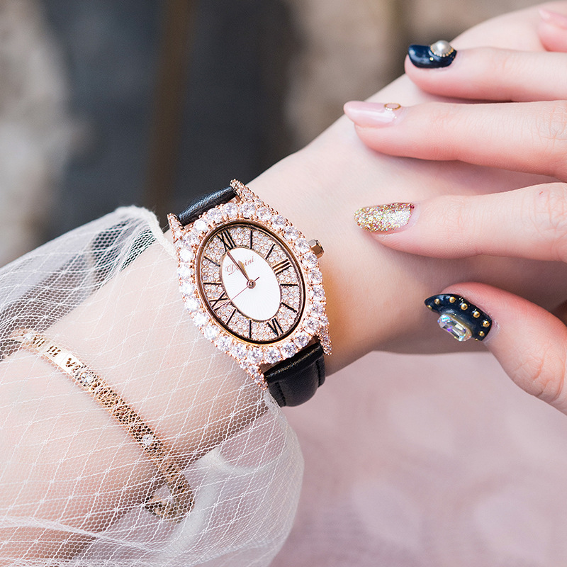 Leather Watch  Women&#039;s Watch Leather Watch Korean Casual Full Diamond Women&#039;s Watch