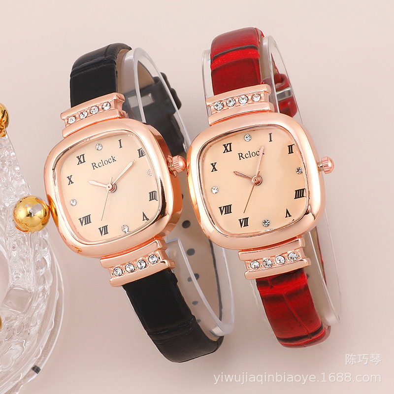 New Women&#039;s Square Watch Leather Watch Strap Student&#039;s Watch Trendy Personalized, Stylish and Simple Roman Watch
