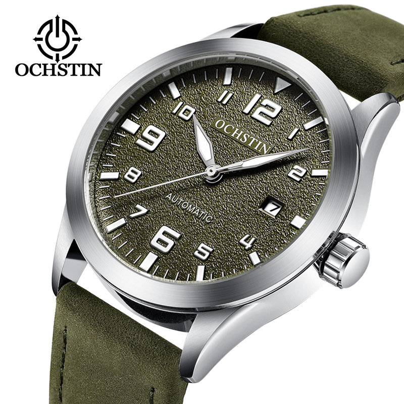 Authentic Fashion Automatic Mechanical Watch Men&#039;s Leisure Mechanical Watch Calendar Stainless Steel Leather Watch Wholesale Factory