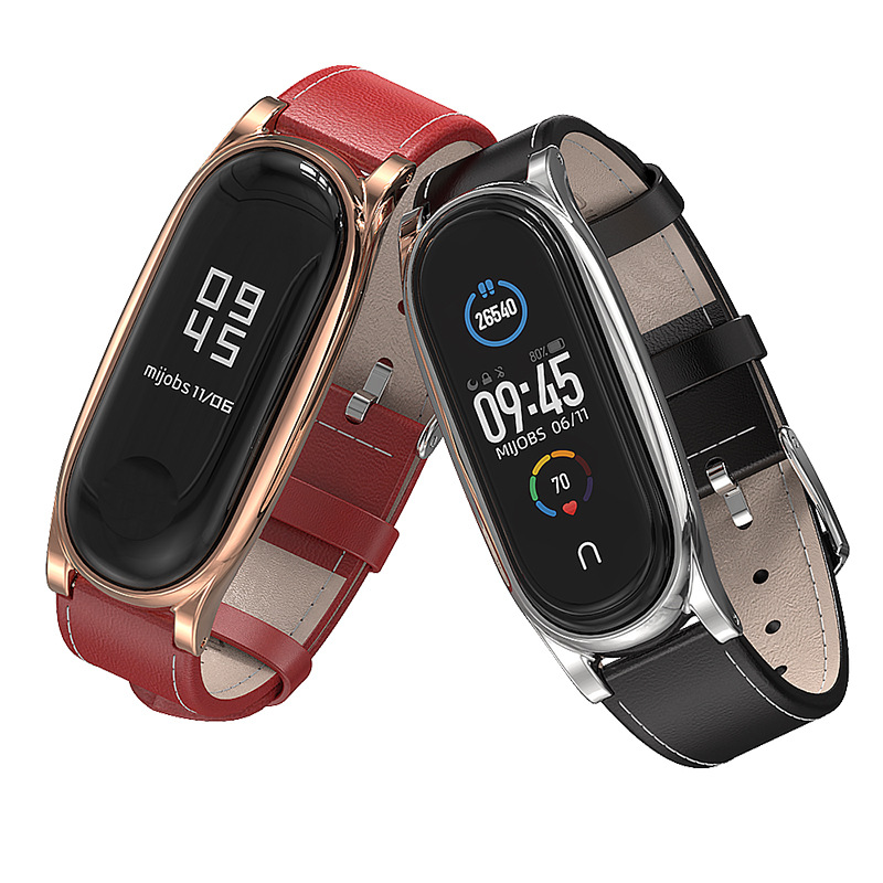 to Xiaomi Bracelet 5 Wrist Strap Xiaomi Bracelet 4 Strap 3 Universal plus Top Layer Small Cowhide Leather Watch Strap