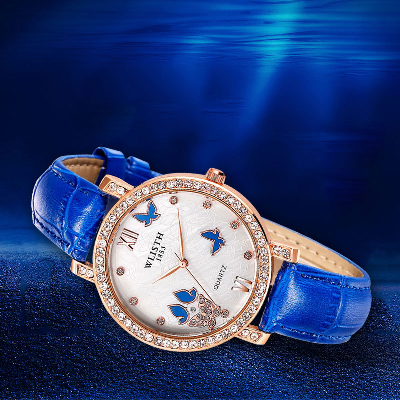 Walishi Women&#039;s Watch Fashion Business Korean Version Women&#039;s Leather Watch Luxury Diamond Quartz Watch Men