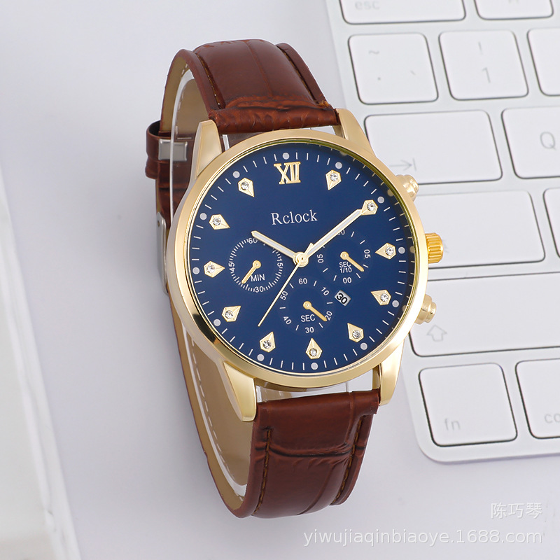 Foreign Trade New Leather Watch Strap Men&#039;s Watch Calendar Quartz Watch Business Gift Watch Classic Look Men&#039;s Watch
