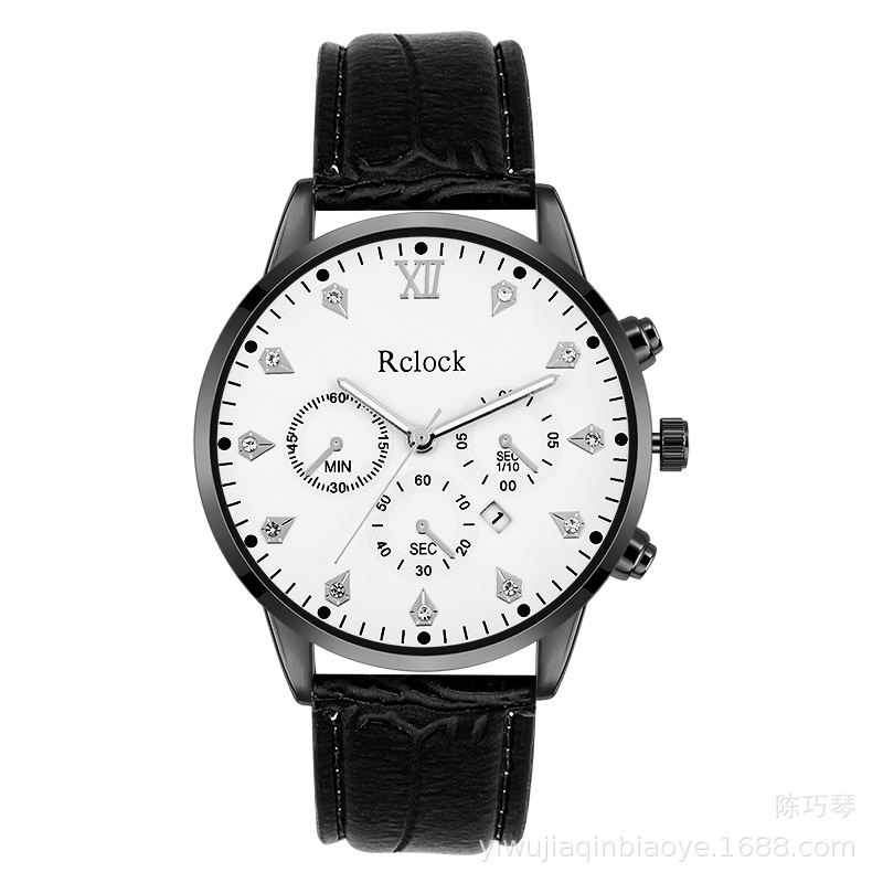 Foreign Trade New Leather Watch Strap Men&#039;s Watch Calendar Quartz Watch Business Gift Watch Classic Look Men&#039;s Watch