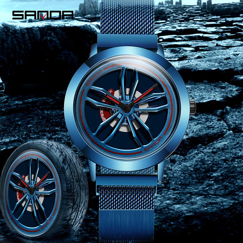 Sanda New Personalized Be in Good Luck Watch Men and Women Wormhole Men&#039;s Quartz Watch Student Mesh Waterproof Watch