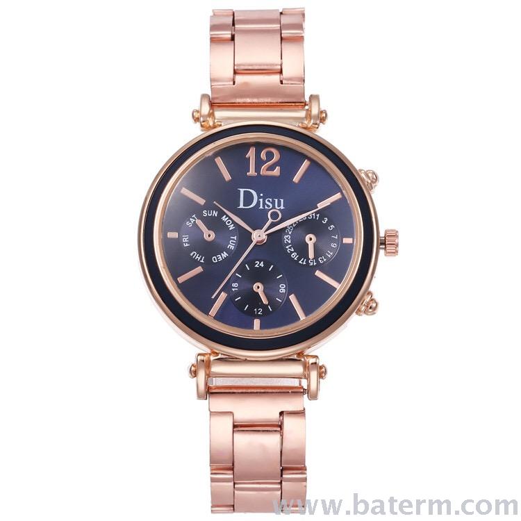 The new fashion three-eye decorative alloy watch strap ladies watch trend students watch