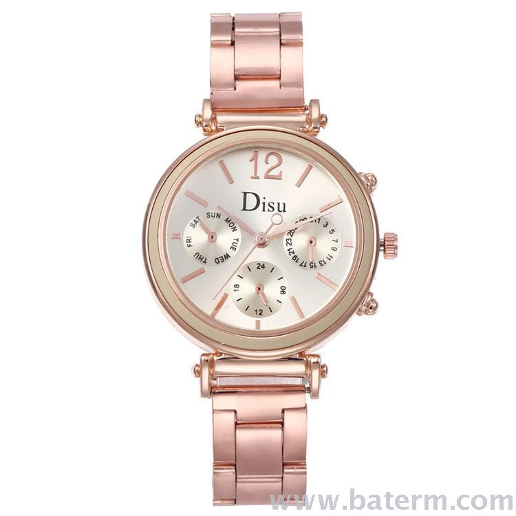 The new fashion three-eye decorative alloy watch strap ladies watch trend students watch