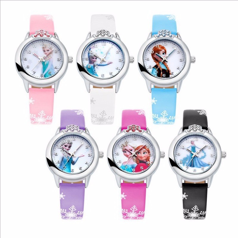 Foreign Trade Hot Selling Cute Frozen Children Cartoon Watch Men and Women Primary School Student Watch Small Dial Belt Quartz Watch