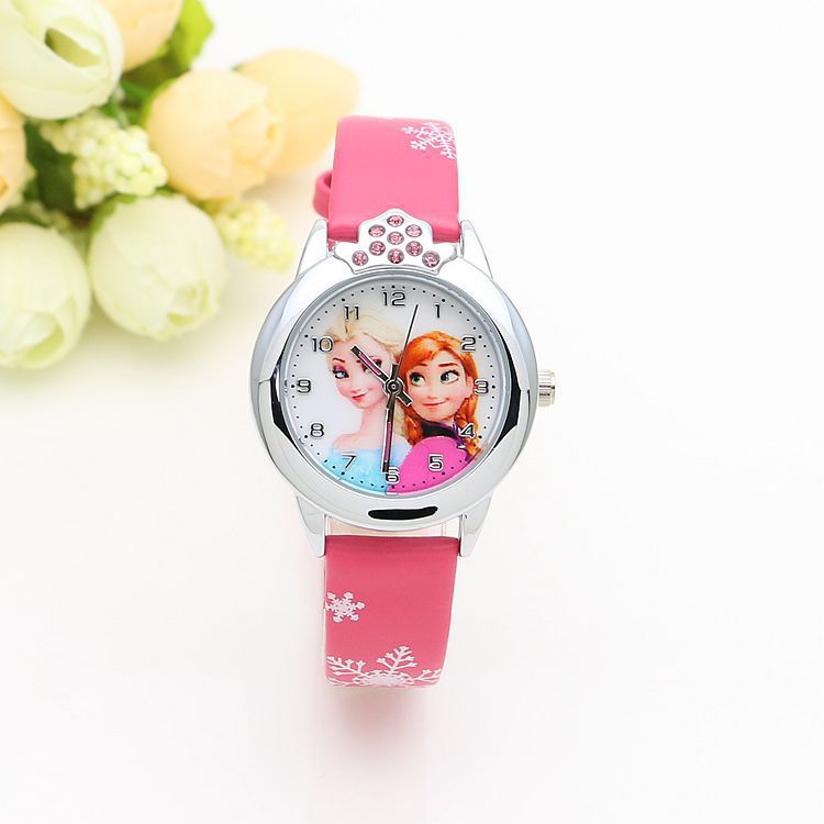 Foreign Trade Hot Selling Cute Frozen Children Cartoon Watch Men and Women Primary School Student Watch Small Dial Belt Quartz Watch