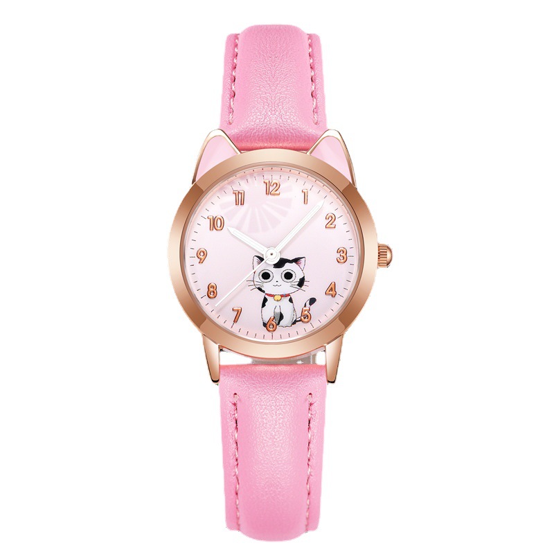 Children&#039;s Pointer Quartz Electronic Watch Girl Waterproof 5-15 Years Old Elementary Cartoon Watch
