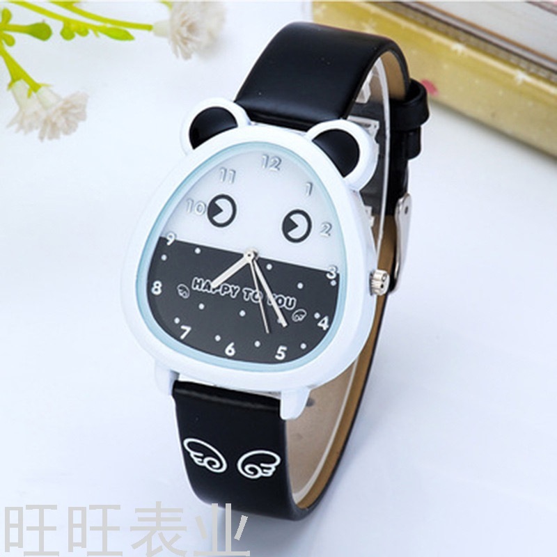 New Children&#039;s Watch Leather-Belt Watch Cartoon Watch Female Genuine Leather Made Simple Quartz Watch Cute Student Watch
