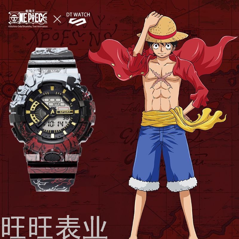 One Piece Children&#039;s Cartoon Watch Female Student Couple Luminous Waterproof Multi-Functional Sports Graffiti Watch Male