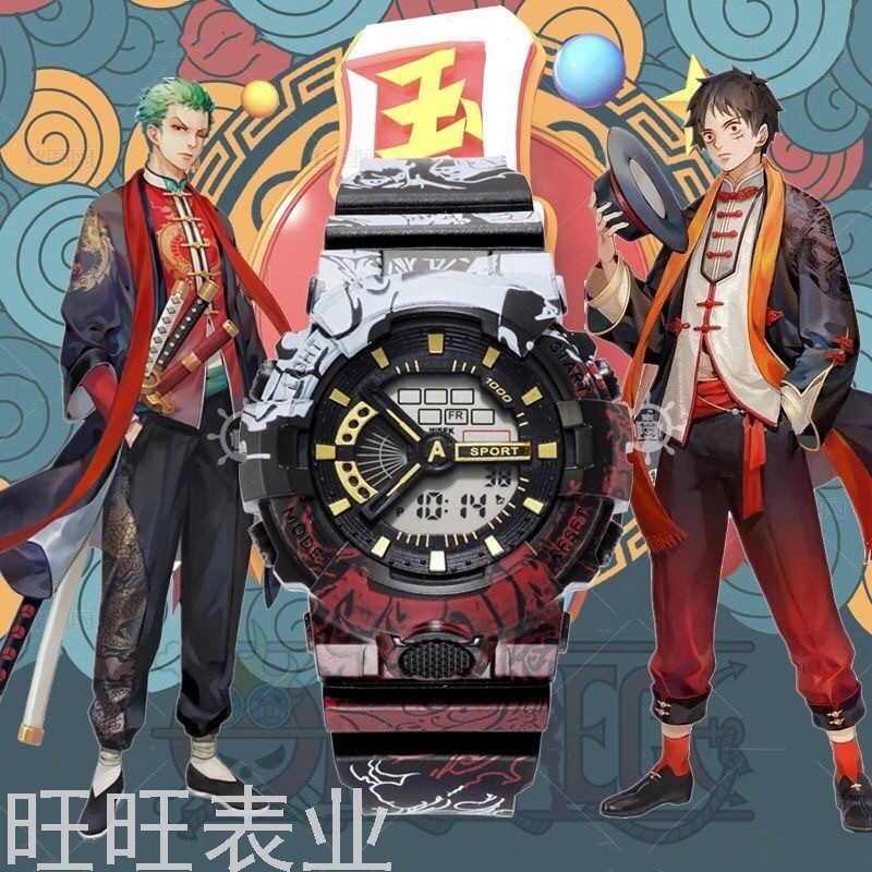 One Piece Children&#039;s Cartoon Watch Female Student Couple Luminous Waterproof Multi-Functional Sports Graffiti Watch Male