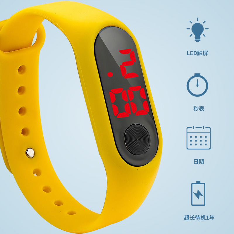 Button Led Watch Custom Electronic Watch Printed Logo Shopping Mall Opening School Push Student Sports Cartoon Watch
