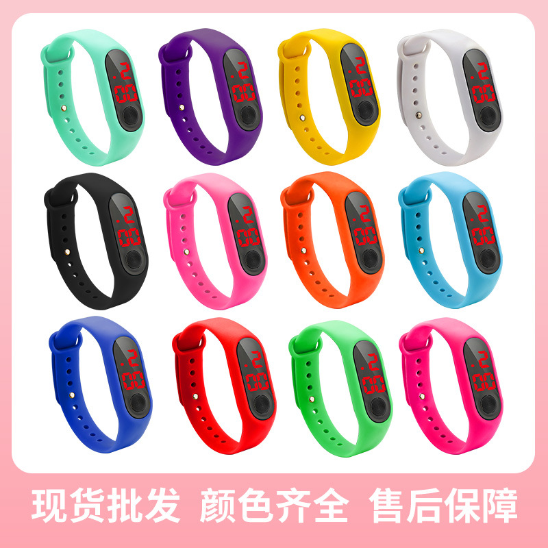 Button Led Watch Custom Electronic Watch Printed Logo Shopping Mall Opening School Push Student Sports Cartoon Watch