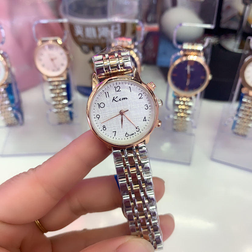 Qiaoqi KCM Genuine Quartz Watch Women&#039;s Exquisite Fashion All-Match Steel Watch Waterproof Shockproof