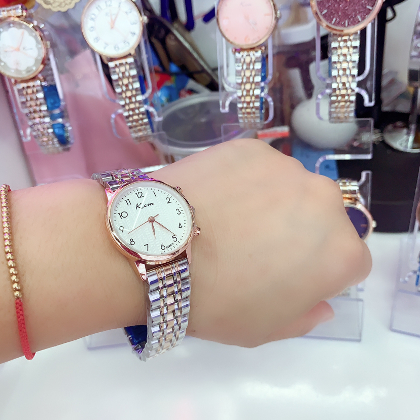 Qiaoqi KCM Genuine Quartz Watch Women&#039;s Exquisite Fashion All-Match Steel Watch Waterproof Shockproof