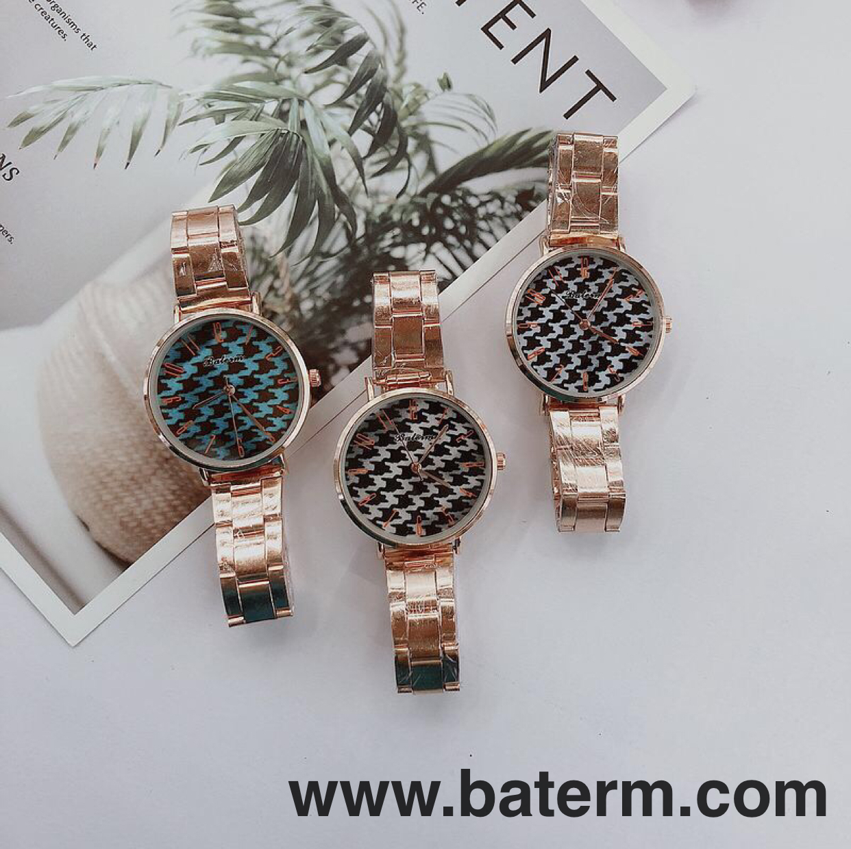 Cross-Border Fashion Houndstooth Leopard Print Steel Watch Women&#039;s Fashion Retro Artistic Women&#039;s Watch Youth Student Watch