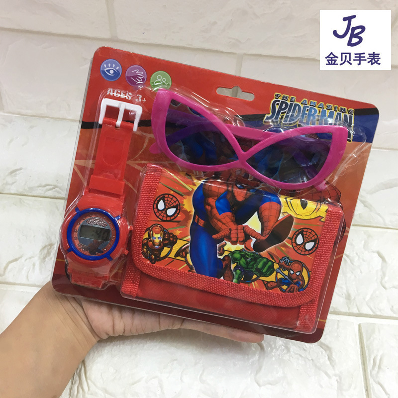 Children&#039;s Watch  Wallet  Glasses Set Cartoon Electronic Watch Coin Purse Kindergarten Cartoon Watch
