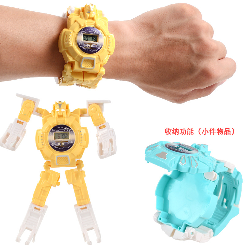 Cross-Border Children&#039;s Electronic Watch Deformation Watch Toy Cartoon Deformation Robot Electronic Watch Cartoon Watch