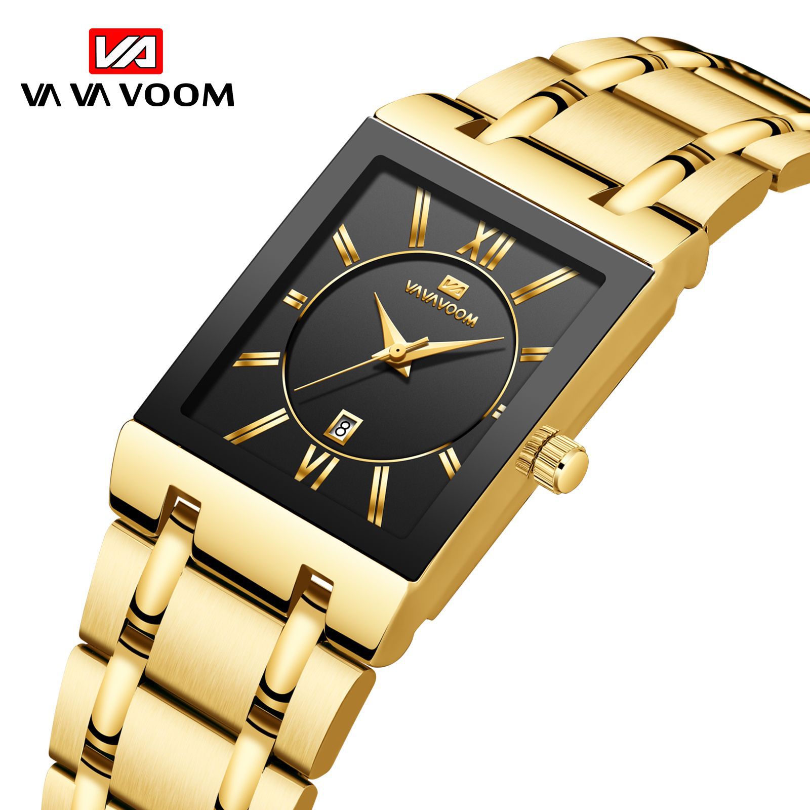 Metal Watch Mechanical Square Men&#039;s Steel Belt Watch Business Calendar Quartz Waterproof Watch Live Supply Watch