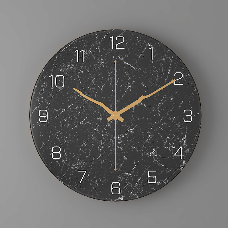Nordic Fashion Marble Texture Metal Living Room round Wall Clock Simple Creative Watch Factory One Product Dropshipping