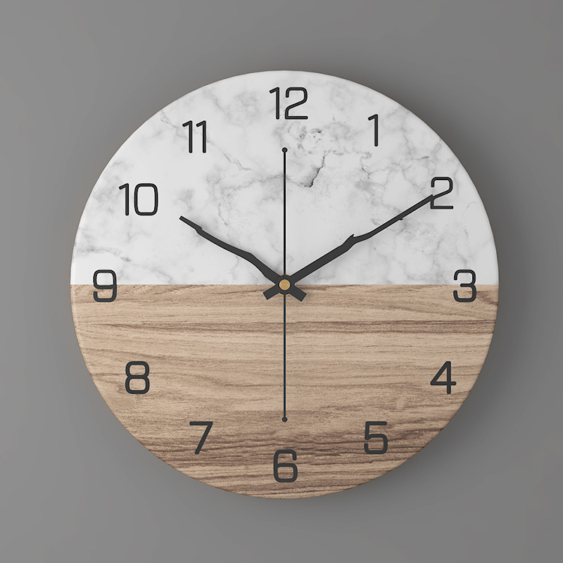 Nordic Fashion Marble Texture Metal Living Room round Wall Clock Simple Creative Watch Factory One Product Dropshipping
