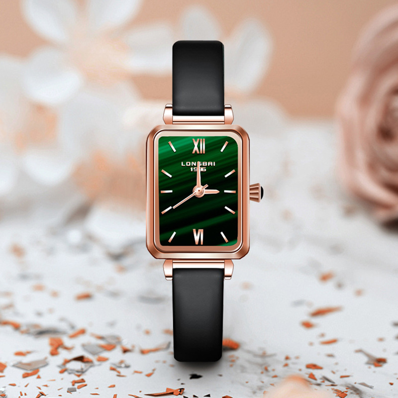 Lola Best-Seller on Douyin Rose Internet Celebrity Small Green Watch Retro Square Watch Women&#039;s Fashion Metal Watch