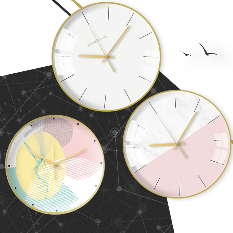 Amazon Hot Light Luxury Nordic Wall Clock Creative Metal Art Simple Clock Living Room Dining Room Pocket Watch