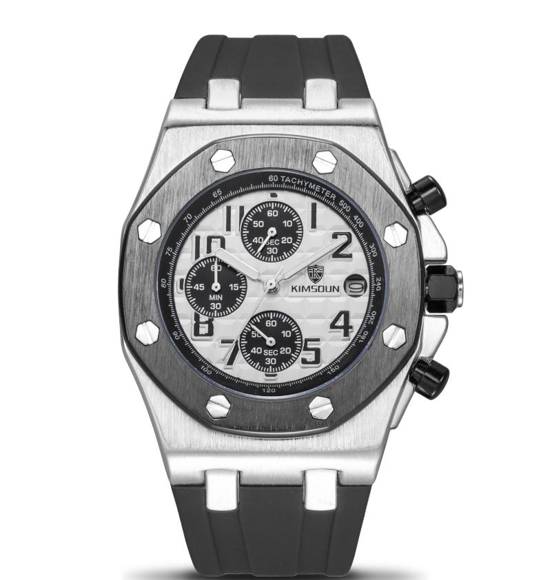 Jin SHIDUN Fashion Watch Men&#039;s Silicone Band Three-Eye Multi-Functional Waterproof Sports Quartz Watch Wholesale