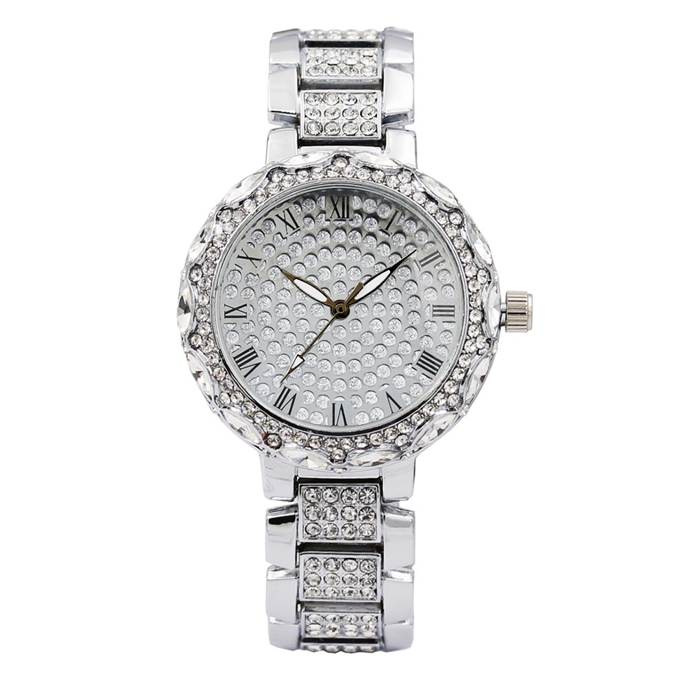 The new lace big drill full Roman scale steel belt ladies watch fashion watch female quartz watch manufacturers direct