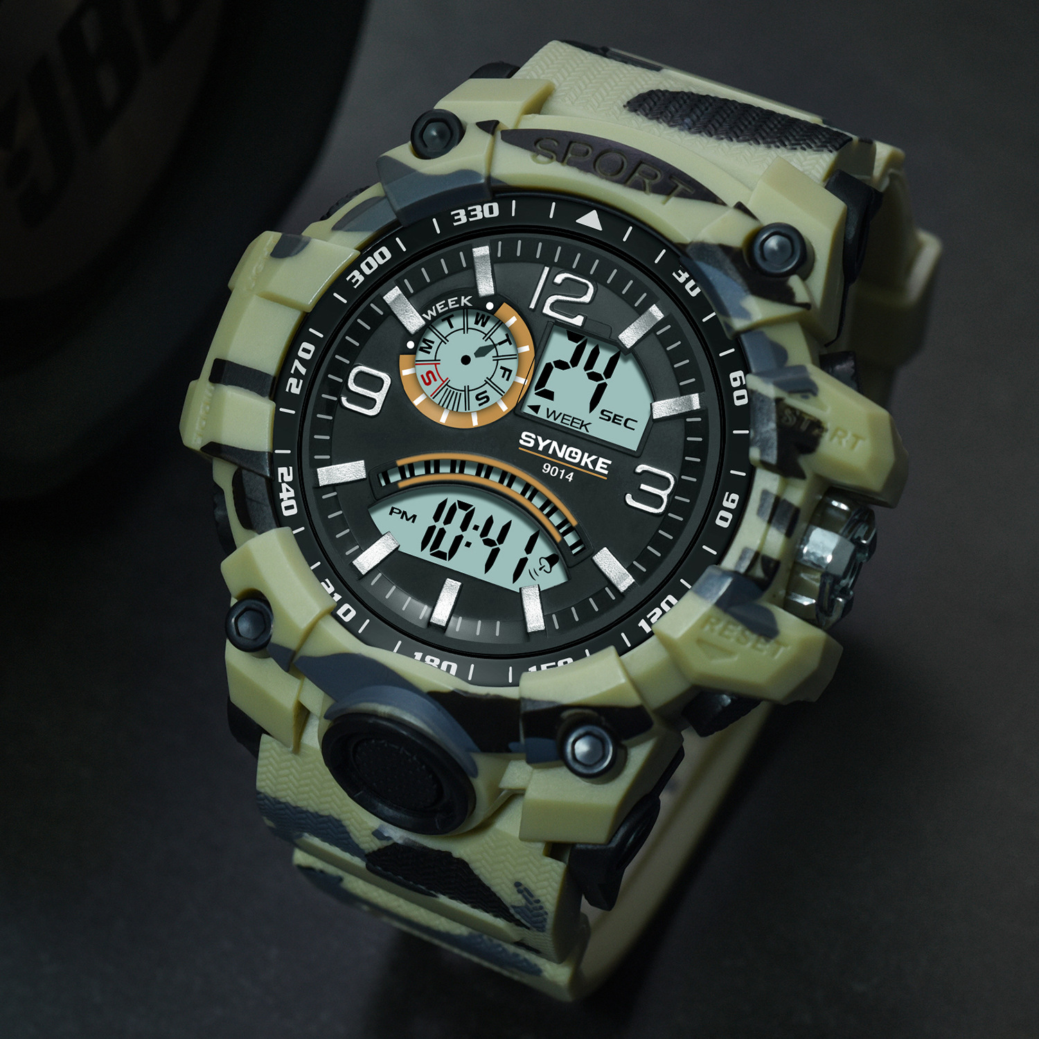 Camouflage Electronic Watch Cross-Border Wish Popular Men&#039;s Sports Electronic Watch Multi-Function Outdoor Large Screen Men&#039;s Sport Watch