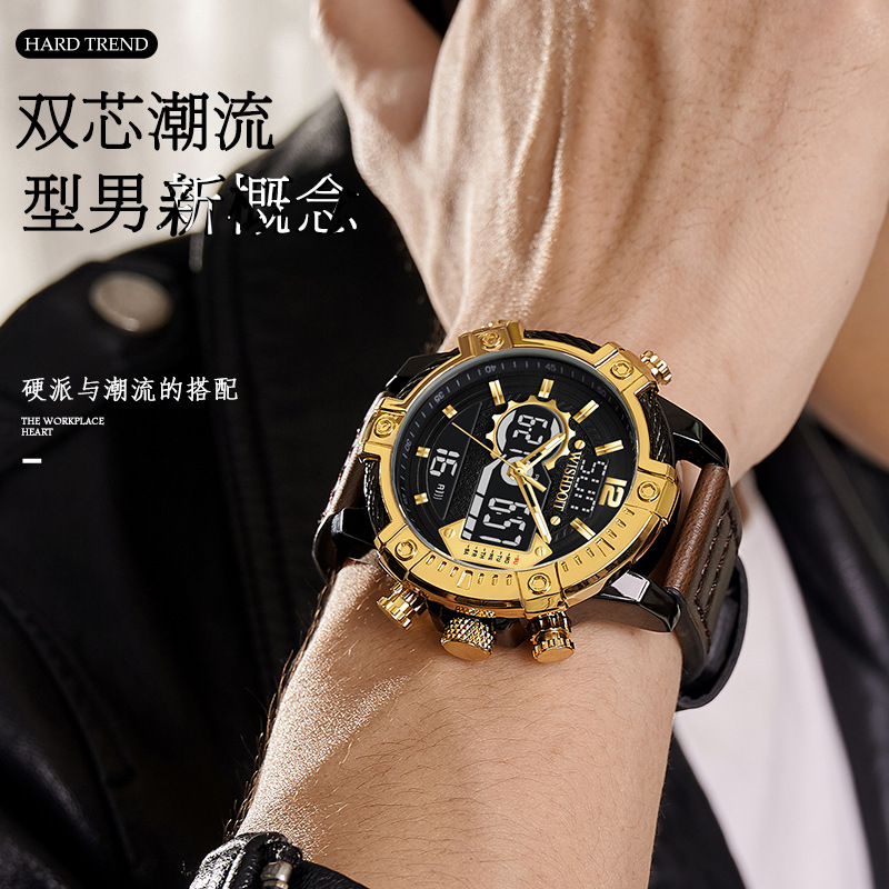 New Watch Men&#039;s Large Dial Sports Trend Foreign Trade Popular Style Genuine Double Display Quartz Watch Sport Watch