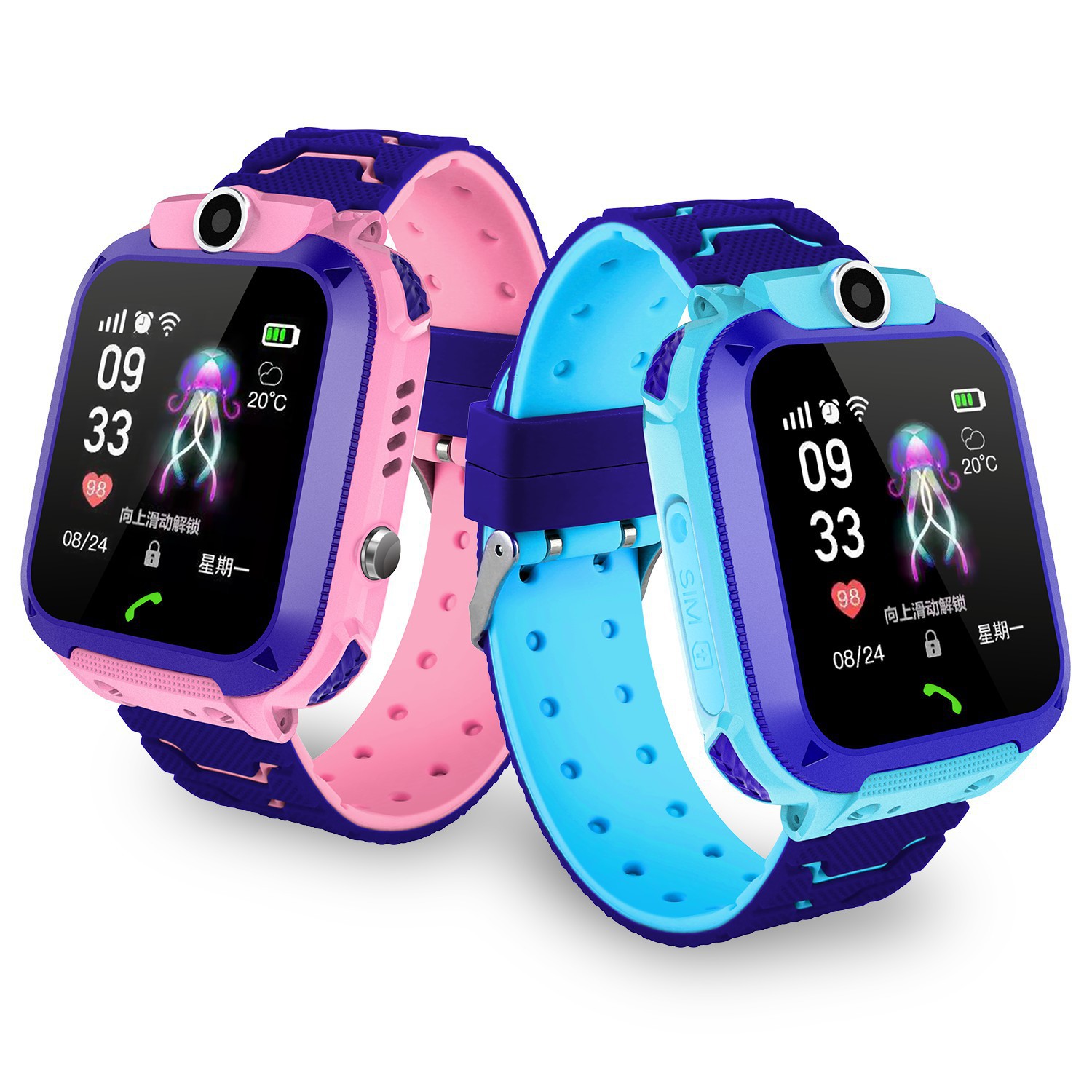 Cross-Border Q12 Five-Generation Children&#039;s Smart Watch Students Wear IP67 Waterproof Phone Positioning Watch Factory Direct Sales