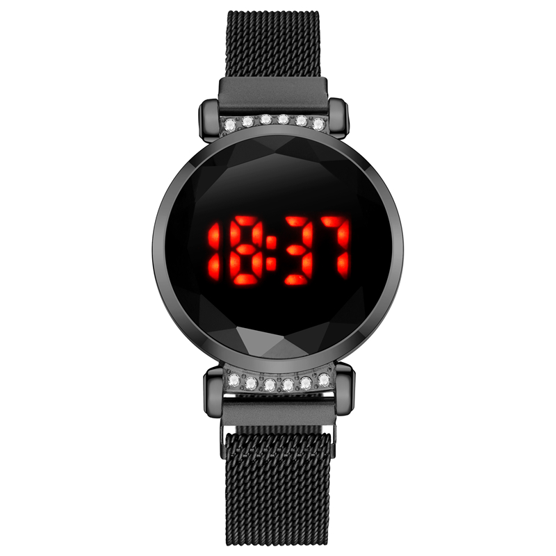 Best Seller in Europe and America Fashion Diamond-Embedded Milan Led Watch with Touch Screen  Student  Led Watch