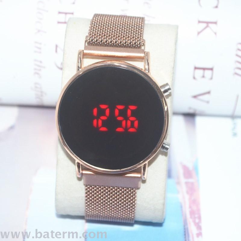 Fashionable hot-selling large dial round magnetic strap led student sports watch led watch