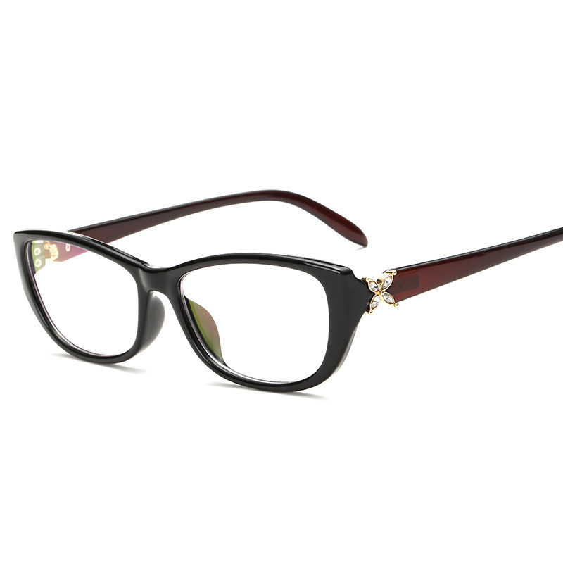 The new fashionable ladies glasses optical frame plain glasses water drill eye glasses joker ultra-light sighsightedness glasses frame