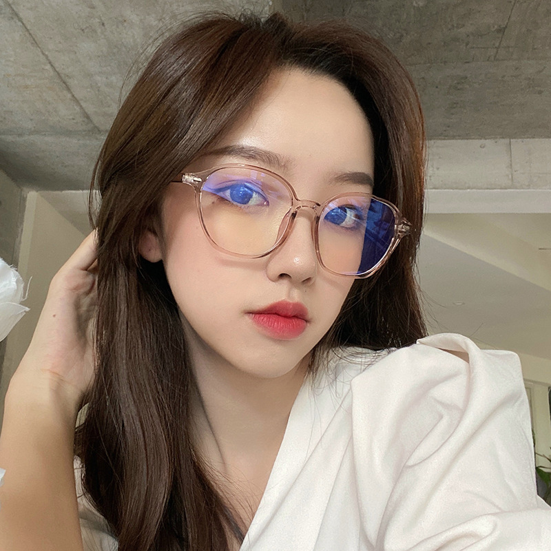 2021 New Korean Style Polygonal Glasses Frame Women&#039;s Ins Anti-Blue Light Myopia Glasses Frame Internet Celebrity Transparent Plain Glasses