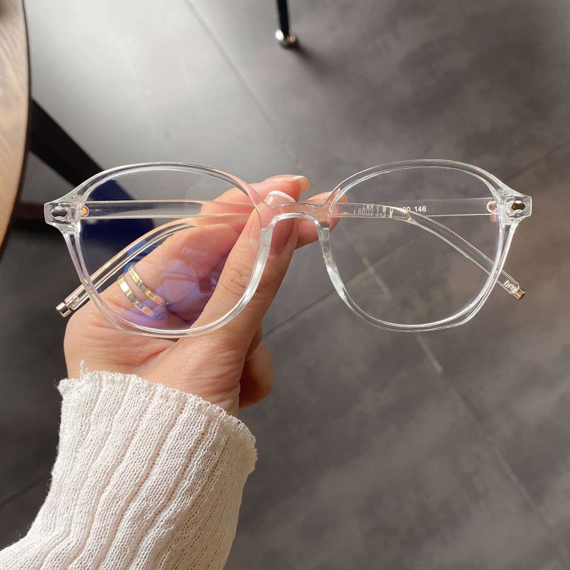 2021 New Korean Style Polygonal Glasses Frame Women&#039;s Ins Anti-Blue Light Myopia Glasses Frame Internet Celebrity Transparent Plain Glasses