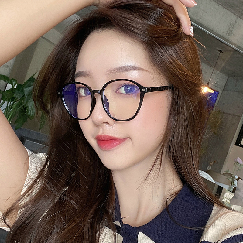 2021 New Korean Style Polygonal Glasses Frame Women&#039;s Ins Anti-Blue Light Myopia Glasses Frame Internet Celebrity Transparent Plain Glasses