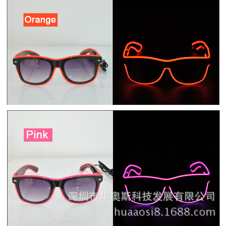 Flashing Glasses  Fluorescent Glasses Glasses El Luminous Personalized Glasses Glasses Factory Direct Sales