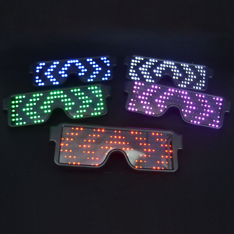 Flashing Glasses  Can Switch Light-Emitting Pattern and Bluetooth Word-Changing Style Fluorescent Glasses