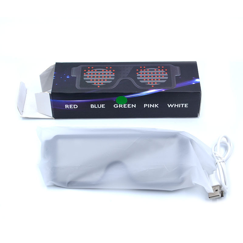Flashing Glasses  Can Switch Light-Emitting Pattern and Bluetooth Word-Changing Style Fluorescent Glasses