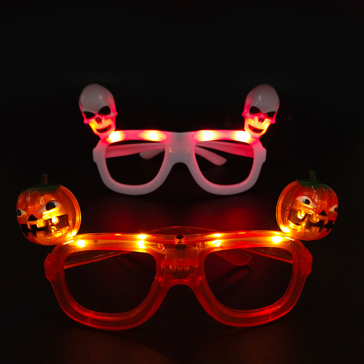 Halloween Skull Luminous Glasses Ball Party Pumpkin LED Flash Glasses Can Be Customized Flashing Glasses