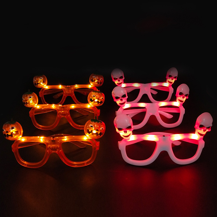 Halloween Skull Luminous Glasses Ball Party Pumpkin LED Flash Glasses Can Be Customized Flashing Glasses
