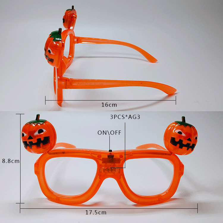 Halloween Skull Luminous Glasses Ball Party Pumpkin LED Flash Glasses Can Be Customized Flashing Glasses