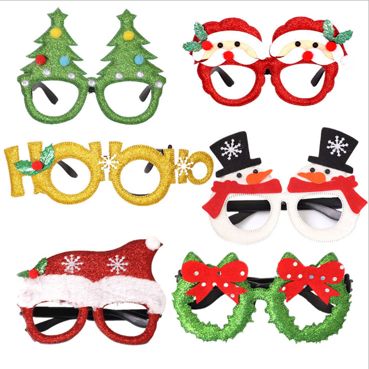 Christmas Decorations Adult and Children Toy Santa Snowman Antlers Glasses Christmas Decorative Glasses Toy Glasses