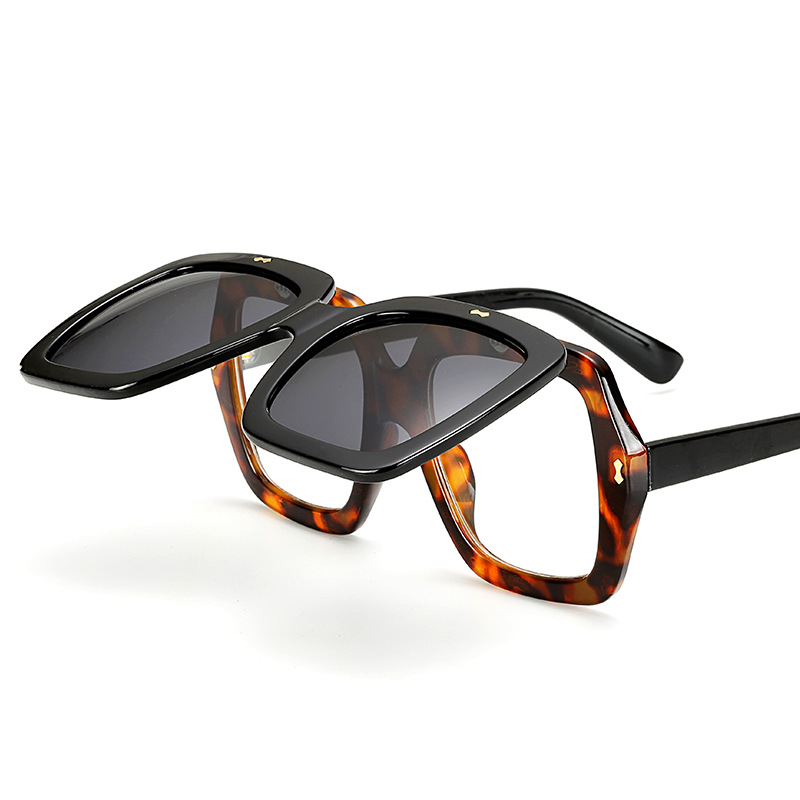 Flip Glasses and American Fashion  Trend Sunglasses Plain Glasses Dual-Purpose Glasses Wholesale