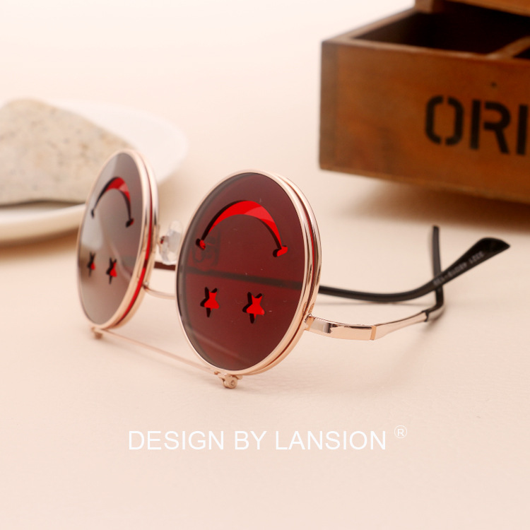 Flip Glasses Flip Smiley Sunglasses European and American Trend Street Snap Ocean Lens Personalized Sunglasses Hipster