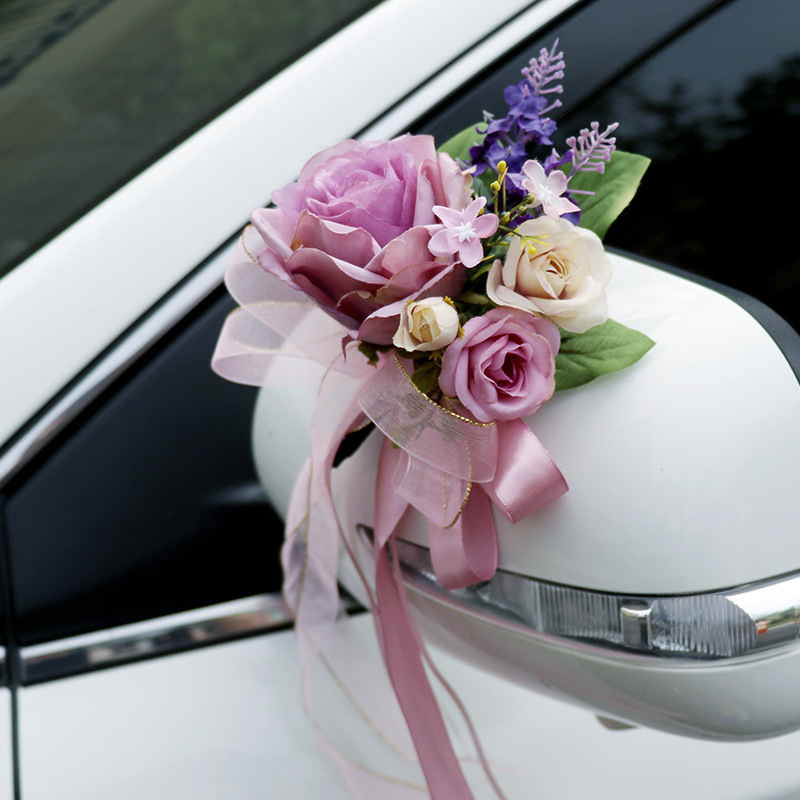 Decoration Wedding Car Decoration Decoration Rearview Mirror Door Handle Simulation Silk Flower Korean Wedding Photo